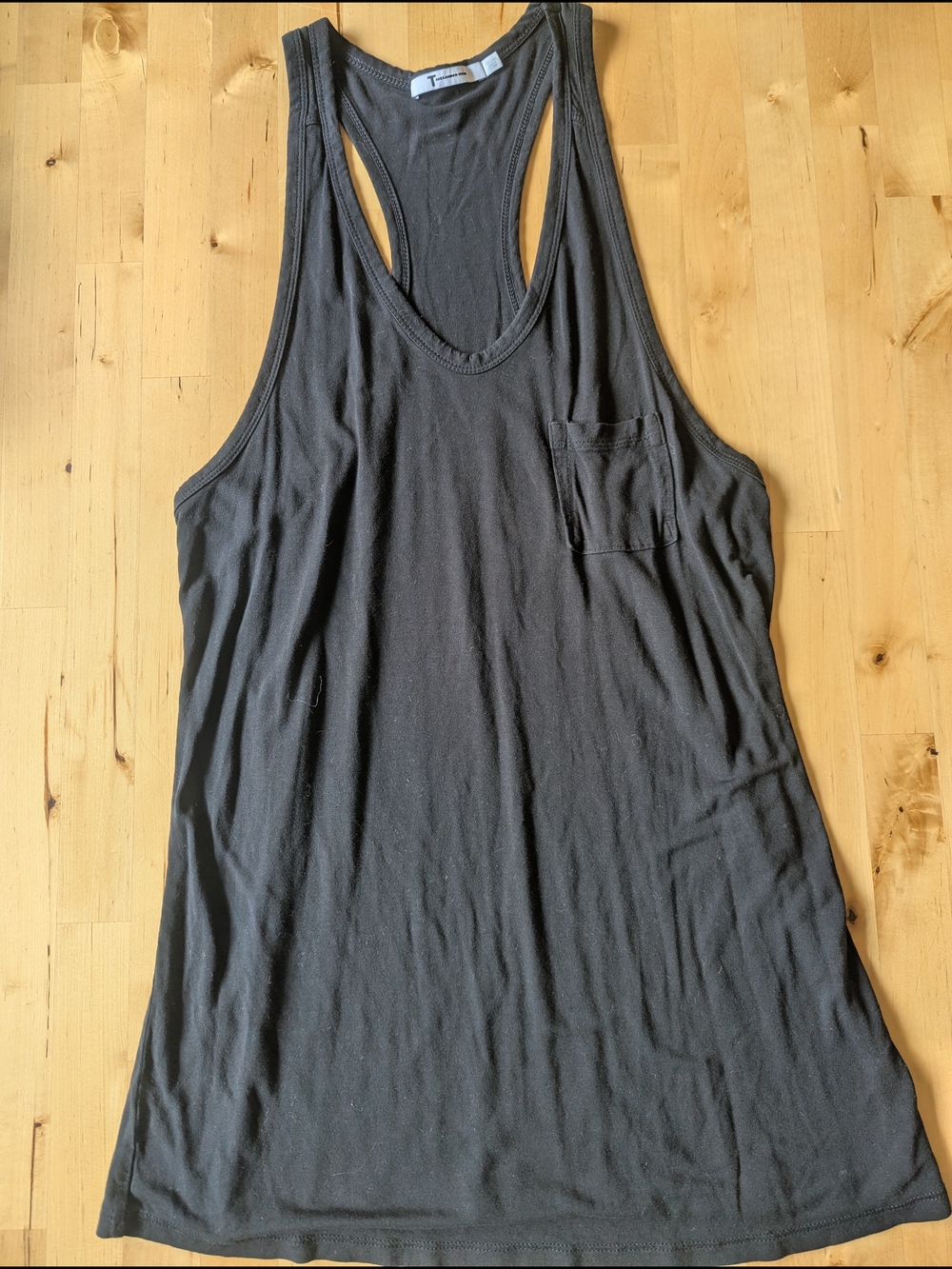 T By Alexander Wang Black Racerback Tank with Chest Pocket
